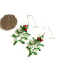 Green Holly Leaf Wire Earrings - Lightweight Christmas Jewellery - Image 2