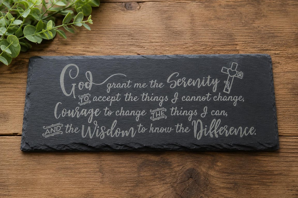 God Grant Serenity Prayer Slate Serving Board Rustic Engraved Cheese Board Chris