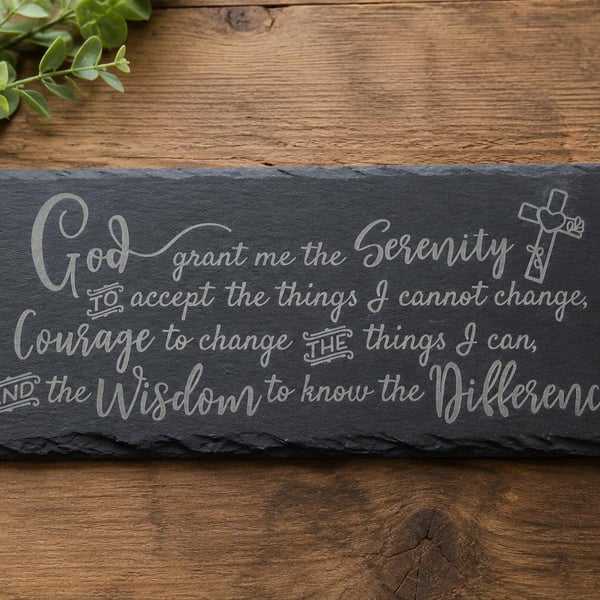 God Grant Serenity Prayer Slate Serving Board Rustic Engraved Cheese Board Chris