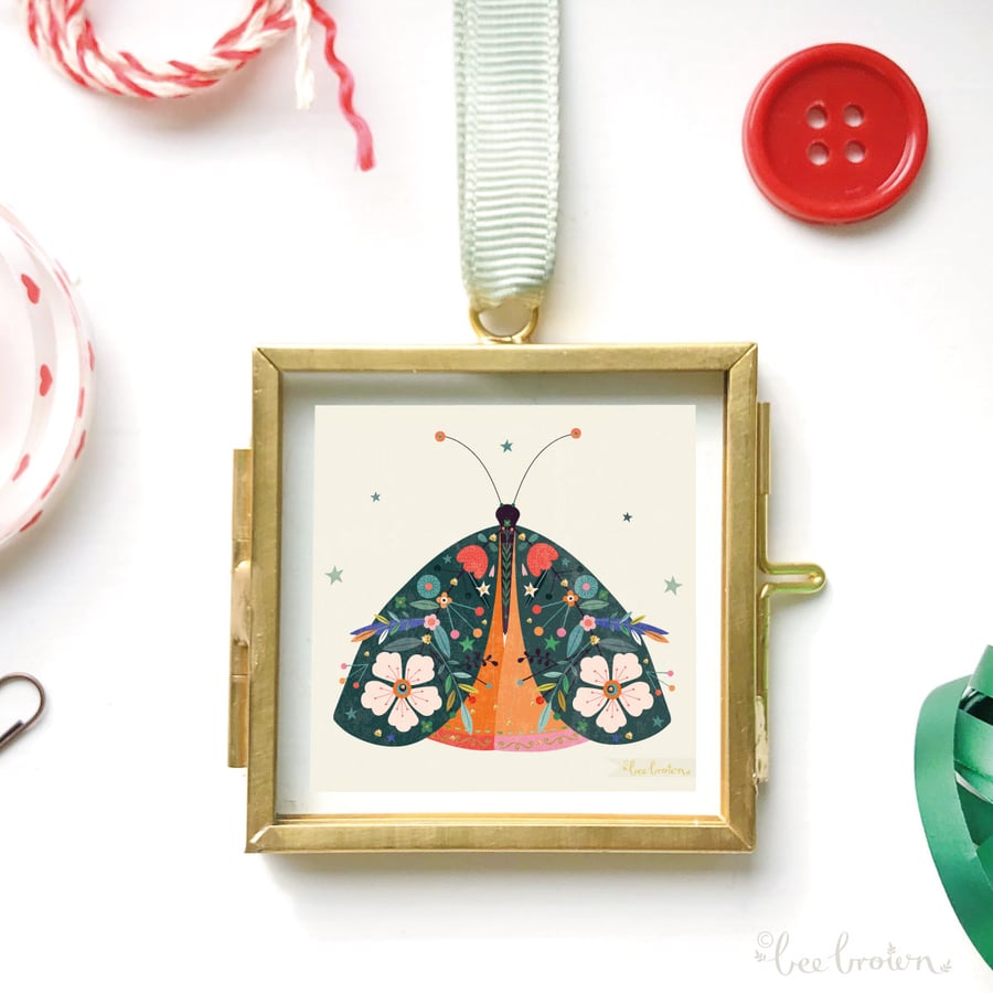 Miniature Decorative Moth in Frame