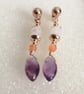 Dangle earrings, moonstone, carnelian and amethyst  - Image 4