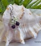 Dainty Zambian Amethyst & Prehnite Sterling Silver Earrings - Image 4