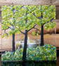 Handmade Fused Glass 'Spring Tree' T-Light Holder - Image 1