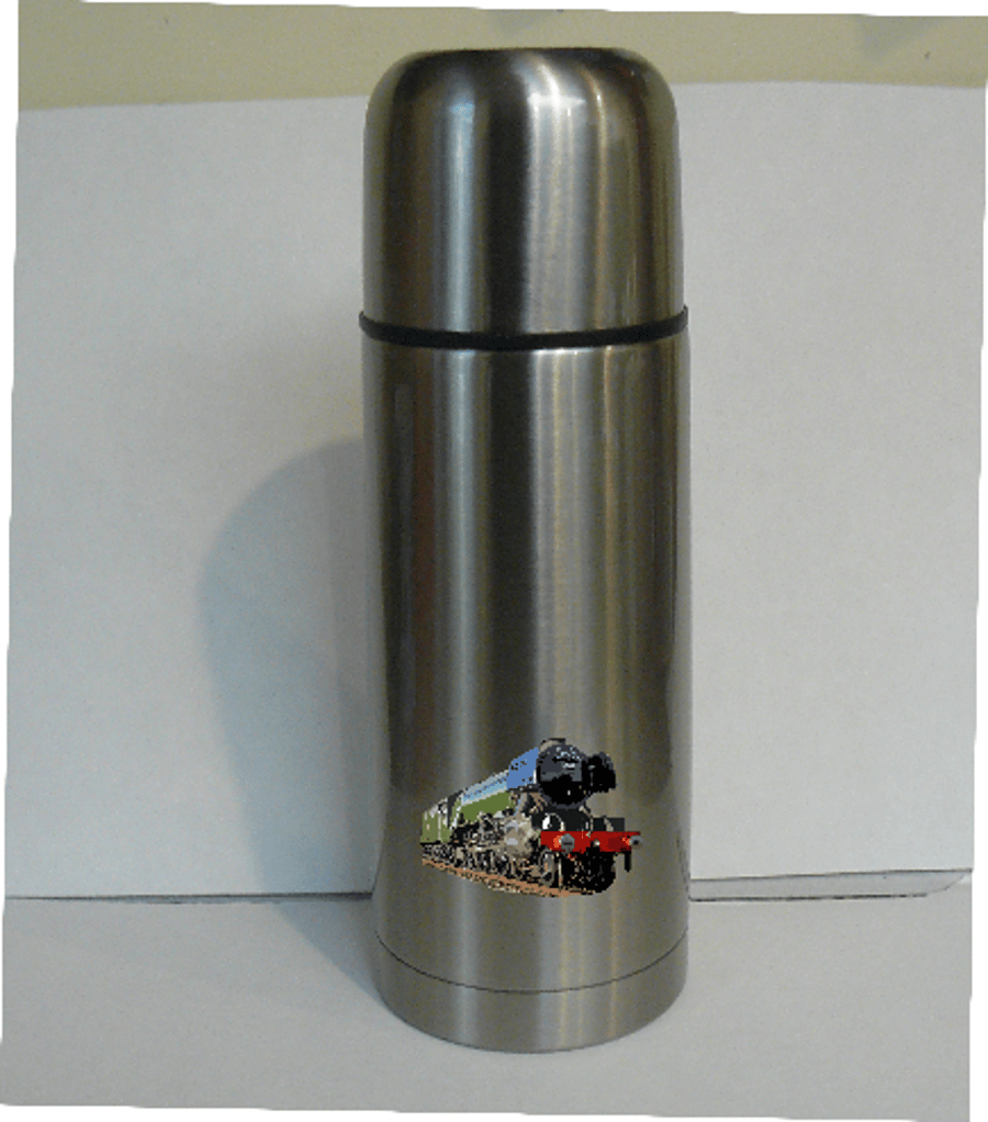train flying scotsman design ,stainless steel, flask, steam engine,british rail