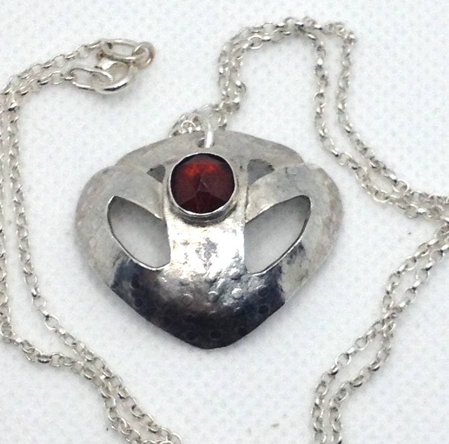 Garnet shield pendant 