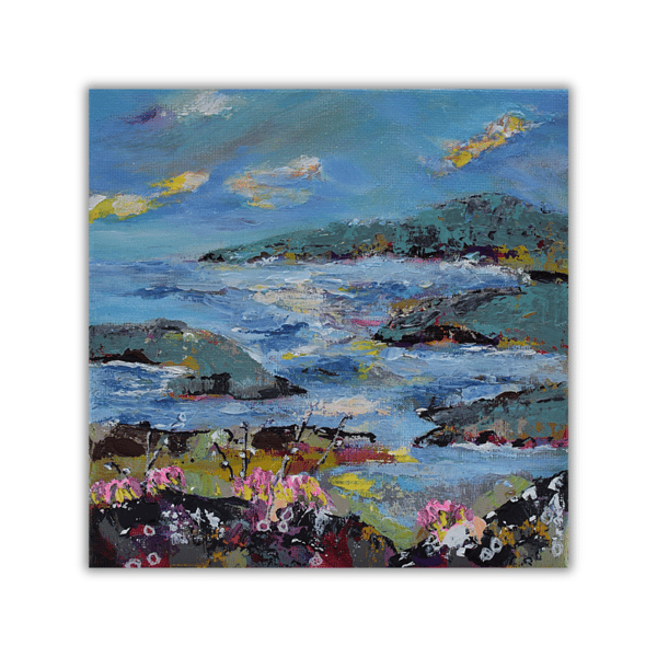 An original acrylic painting - Scottish coastline - ready to hang