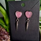 Gothic stud dangle punk spike earrings heart Valloween