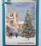 Handmade Christmas Card Vintage Christmas Tree and Church Scene - Image 1