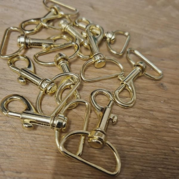 10X Metal Bags Strap Buckles Lobster Clasp Collar Carabiner Hook Gold Tone