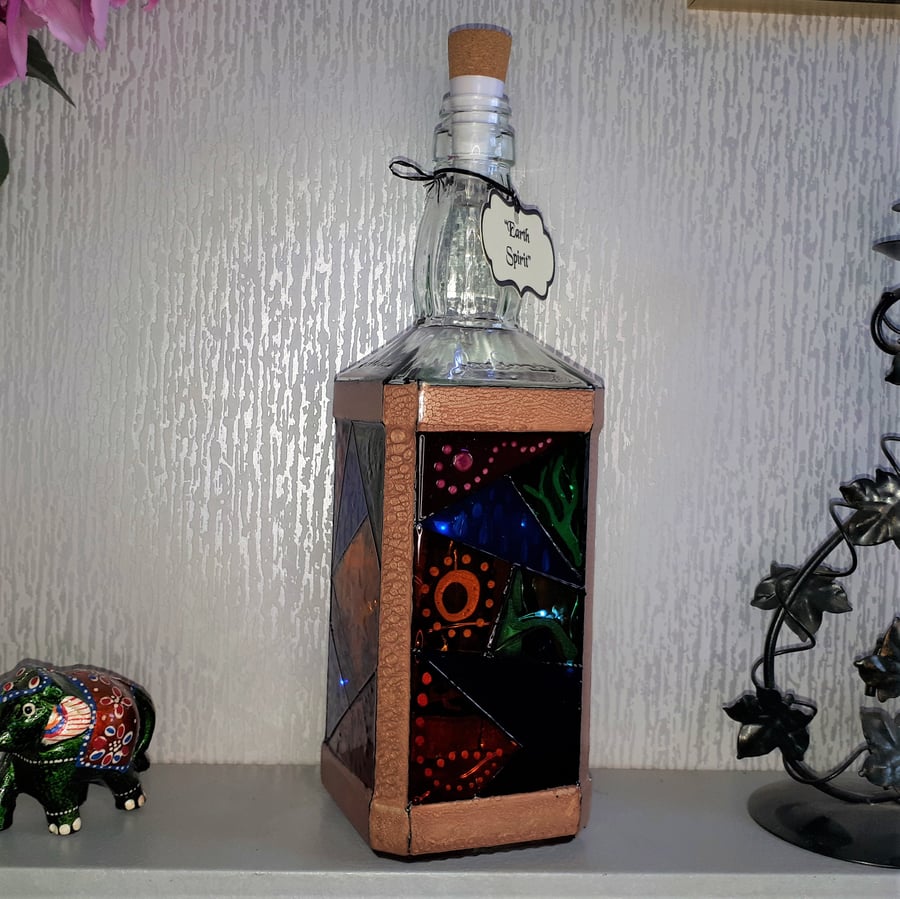 Earth Spirit - Handpainted Bottle Light