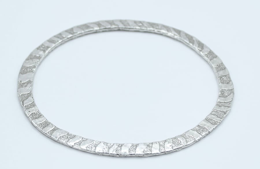 Oval Etched Recycled Silver Bangle