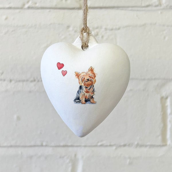 Yorkshire Terrier Ceramic Heart Bauble