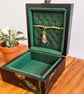 Black & green jewellery box, keepsake box with rare plant, Monstera Obliqua Peru