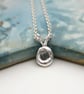 Handmade Organic Silver and Sapphire Necklace, Molten Silver Necklace  - Image 5