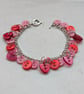 Pink and red button bracelet with heart toggle clasp  - Image 1