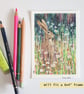 Hare in a wildflower meadow, small original artwork, letterbox gift - Image 9