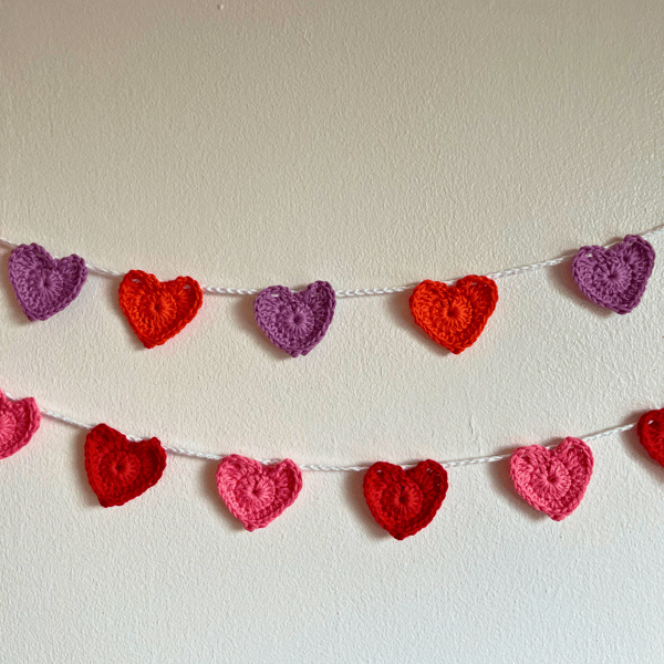 Handmade String of Crochet Hearts