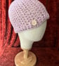 Pink 'Blush' Crocheted Hat for Women or Teenagers in Adult Size - Image 4