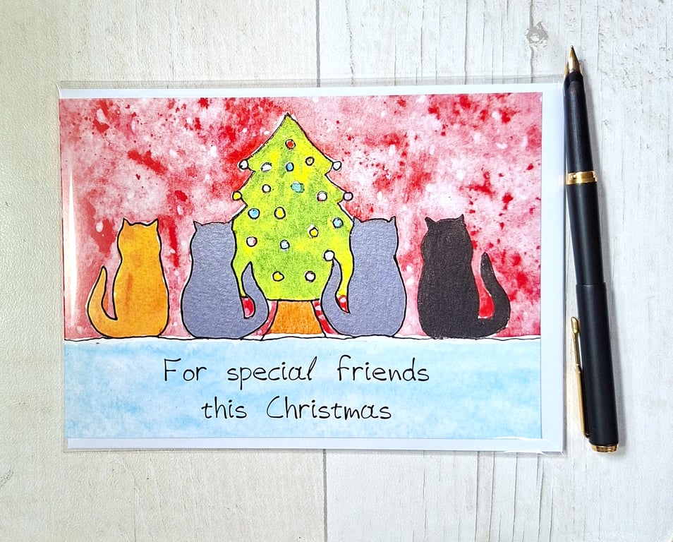 Christmas card. Printed card. Greetings card. Special friends.