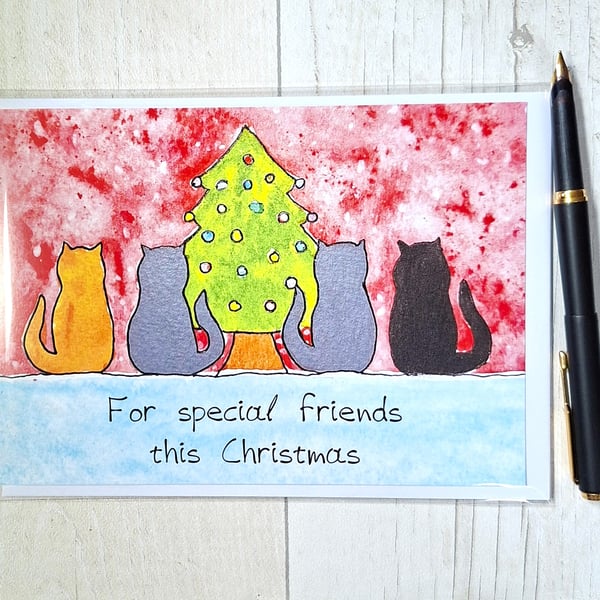 Christmas card. Printed card. Greetings card. Special friends.