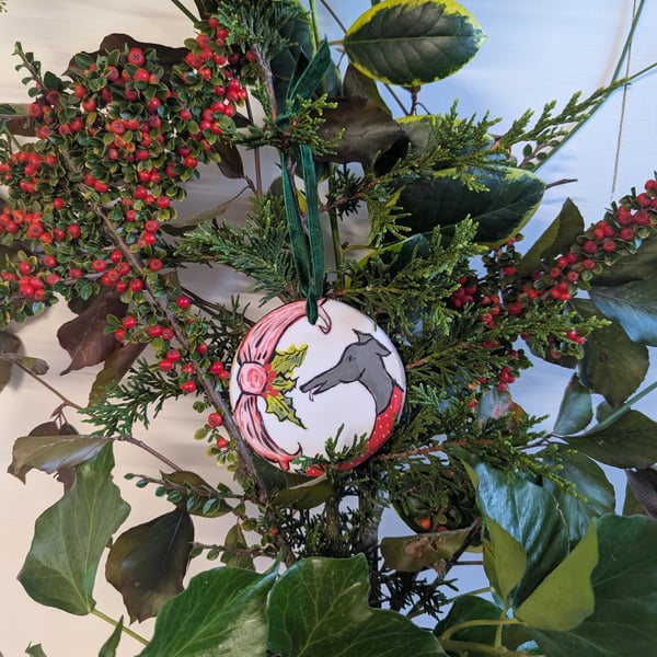 5 Individual Christmas Greyhound Decorations
