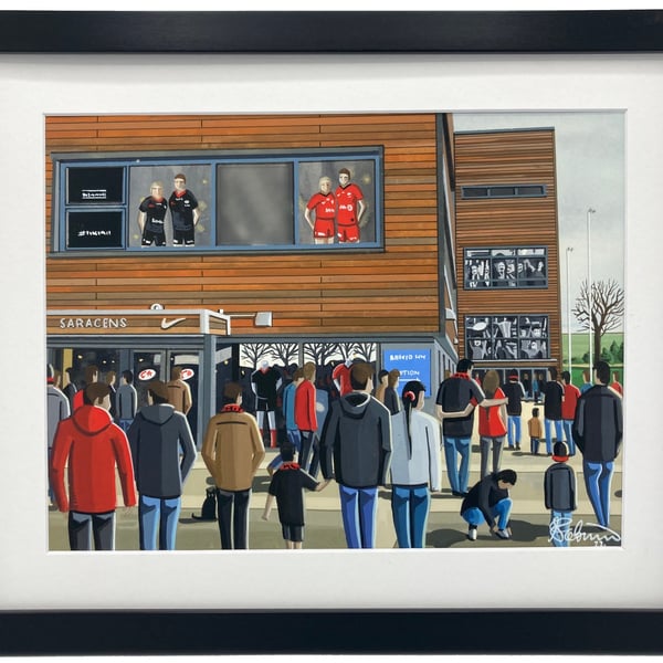 Saracens F.C, Barnet Copthall Stadium. Framed High Quality Art Print