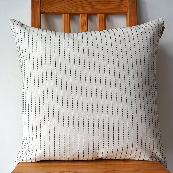 Handwoven Ivory Dot Pillow, Minimalist Boho Cushion Cover (18"x18")