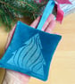 Velvet Lavender Sachet, Hand Printed Lavender Bag, Christmas Tree Ornament  - Image 2