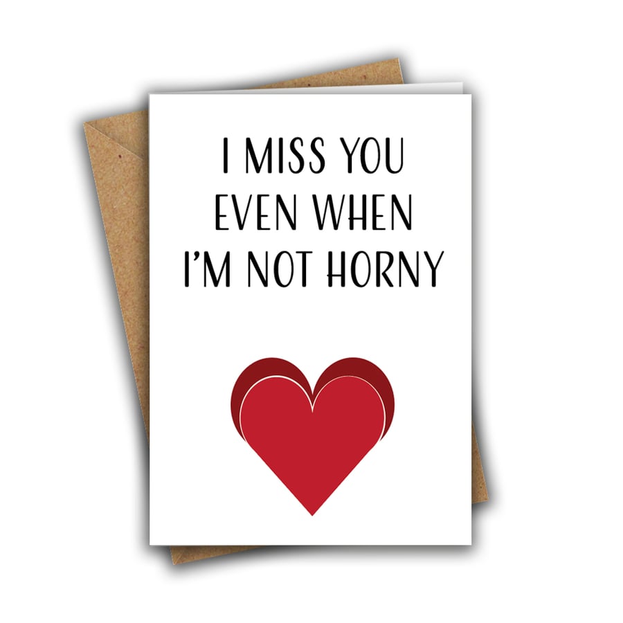 I Miss You Even When I'm Not Horny Funny Rude Valentine's Day Greeting Card