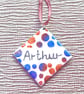  Enamelled Christmas Decoration with Handwritten Name & Personalised Message. - Image 1