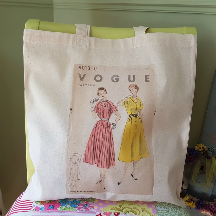 Vintage Vogue Sewing Pattern Print Cotton Proje... Folksy