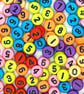 100, 500, 1000pcs 7x4mm Flat Round Solid Multicoloured mixed 0-9 Acrylic Numbers