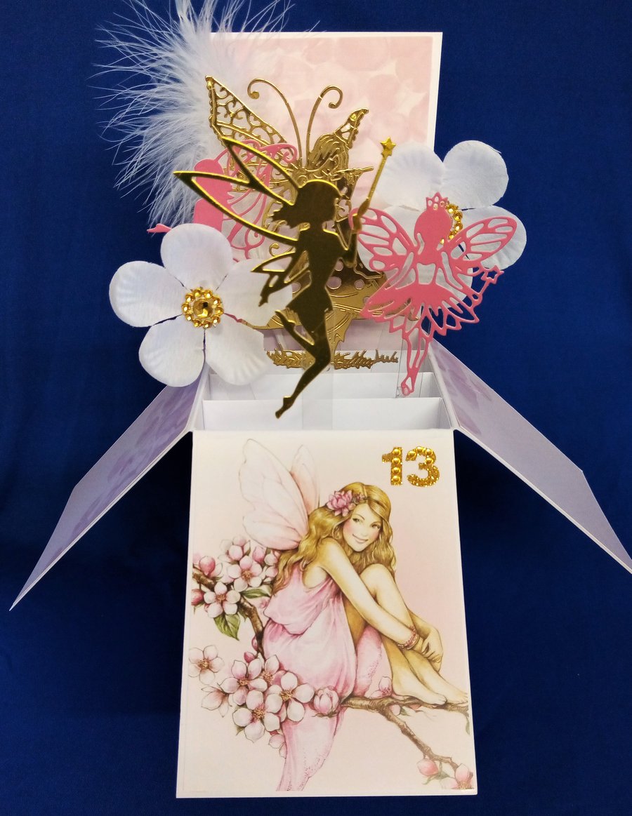 Girls 13th Birthday Card With Fairies