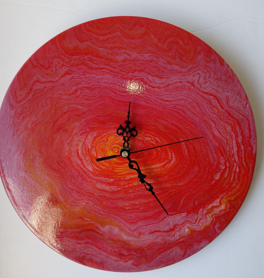 "Cosmic Pulse" Unique Hand-painted Handcrafted Clock Abstract Wall Art Gift Idea