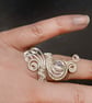 Copper ring,Swarovski copper ring-adjustable,wire wrapped peacock ring design. - Image 4