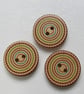 3 Medium Large Painted Circles Wooden Craft Buttons - Image 1
