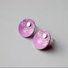 Snowflake Christmas winter earrings studs in pink and silver