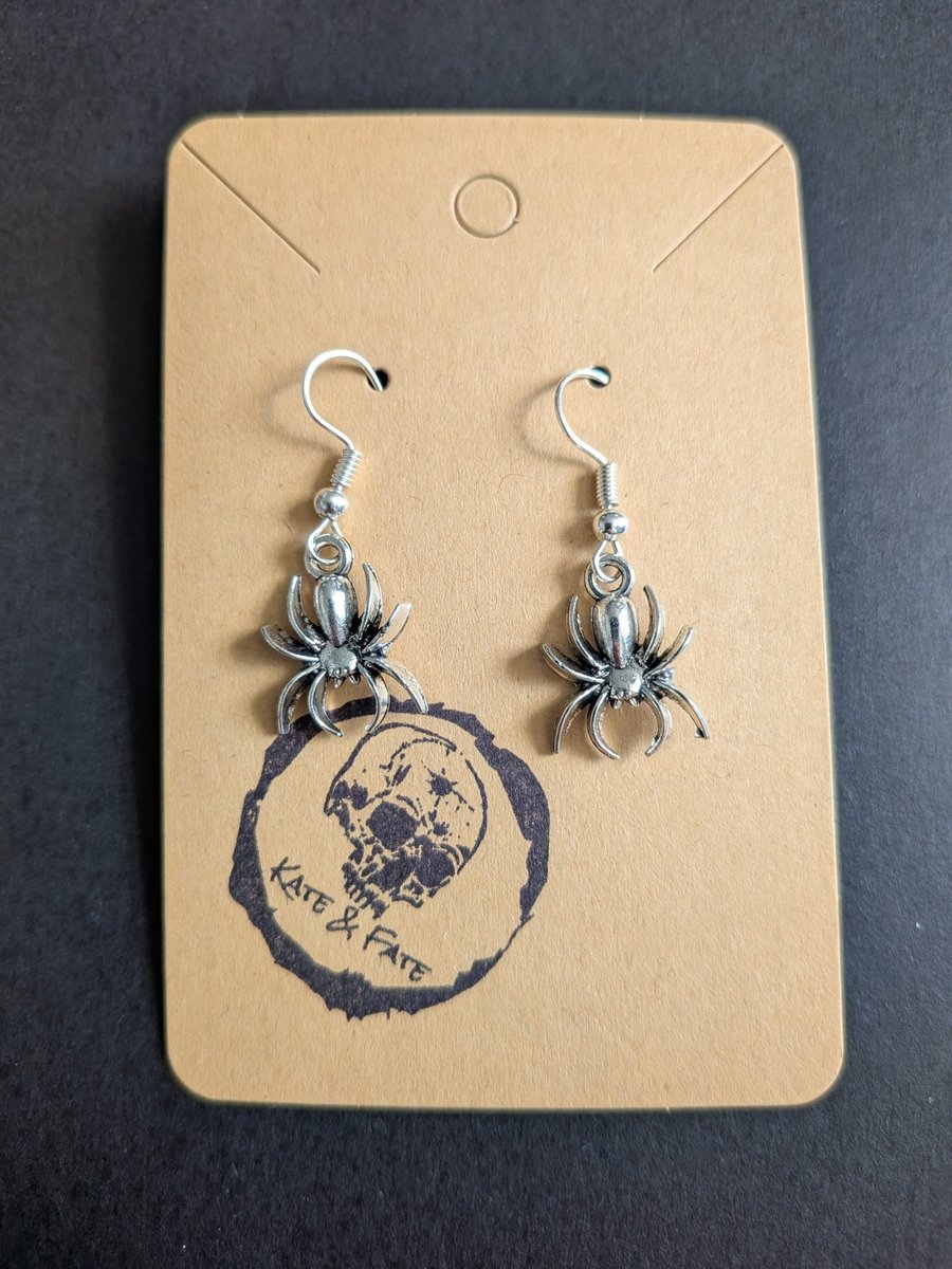 Handcrafted Spider Dangle Earrings - 2x1.5cm