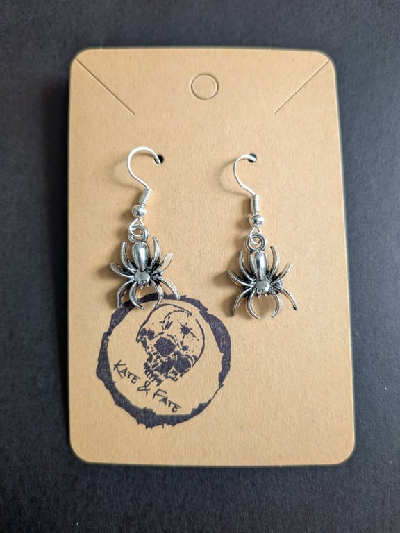 Handcrafted Spider Dangle Earrings - 2x1.5cm