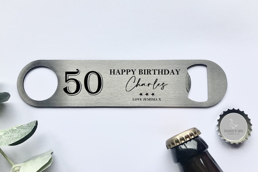 Personalised happy birthday gift, birthday beer bottle opener, milestone birthda