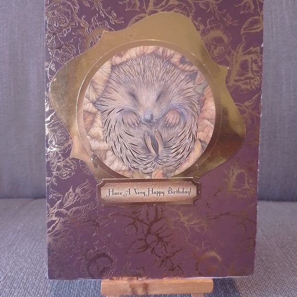 Hedgehog birthday greetings card handmade 