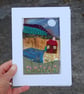 Textile landscape.  Upcycled fabric hand stitched picture  - Image 3