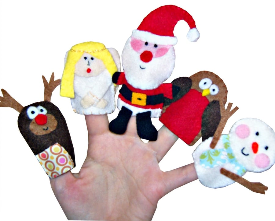 Christmas Finger Puppets, Kids Stocking Filler, Christmas Gift