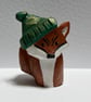 Mini Hand Carved Wooden Fox Sculpture – One of a Kind Folk Art Figure