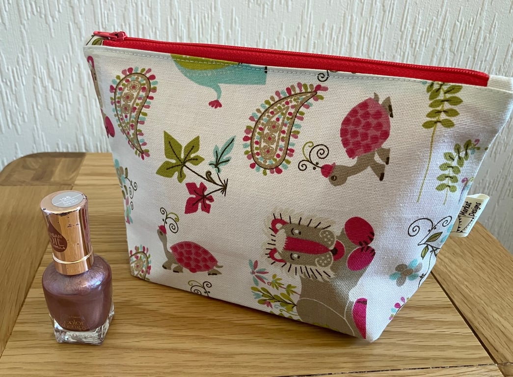 Turtle and Lion Makeup Bag, Handmade in the UK