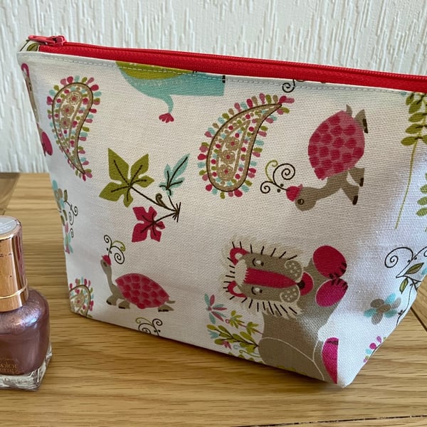 Turtle and Lion Makeup Bag, Handmade in the UK