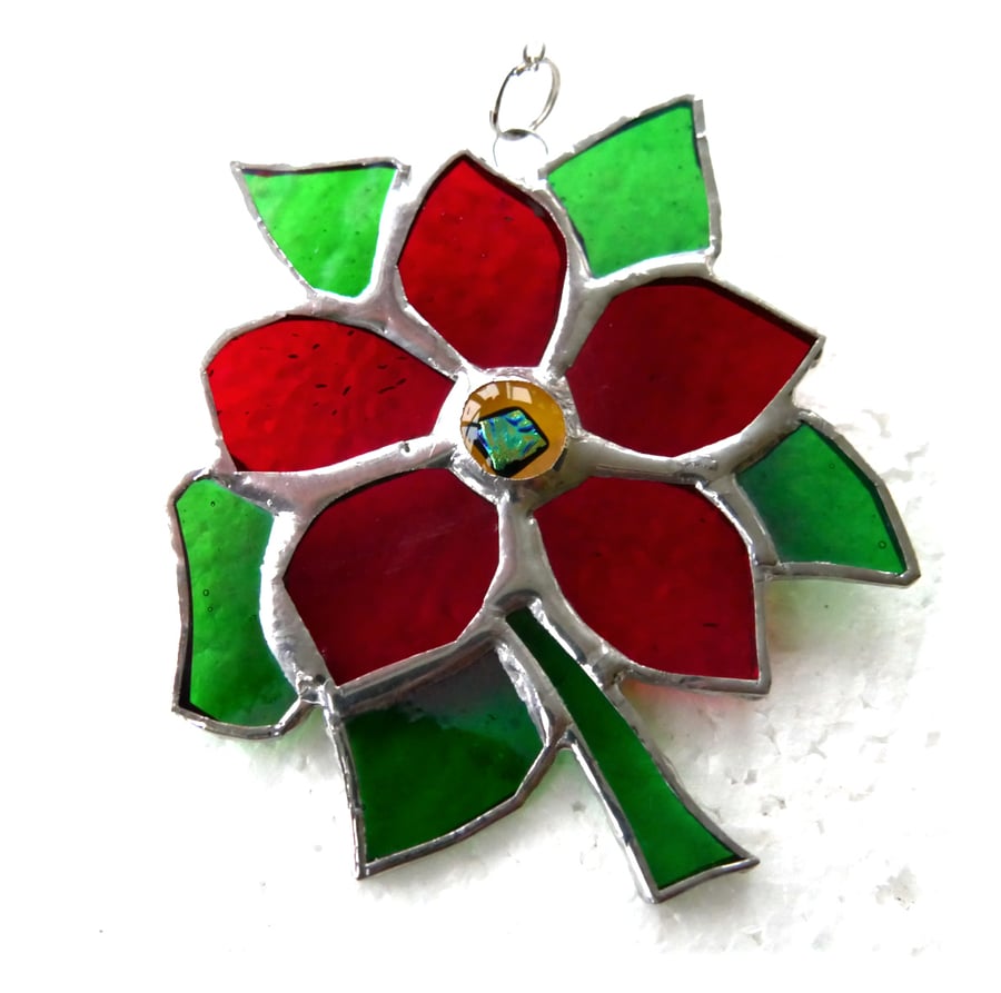 Clematis Suncatcher Stained Glass Flower Red