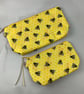 Bees makeup bag, Bumble bee zip bag, 2 pattern and size options, Handmade - Image 7