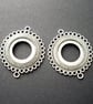 2 x Large Round Cameo Setting or Connector - Antique Silver