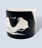 Black and White 15cm Marbled Round Plant Pot  - Large Monochrome Planter 